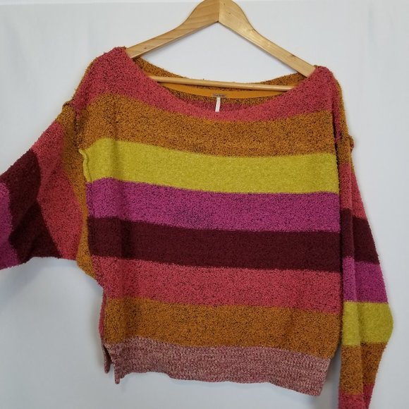 Free People Candyland Boatneck Pullover Sweater M - Picture 7 of 10